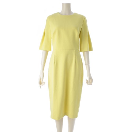 ローランムレ ROLAND MOURET バックジップ ショートスリーブ ワンピース 半袖 イエロー 38