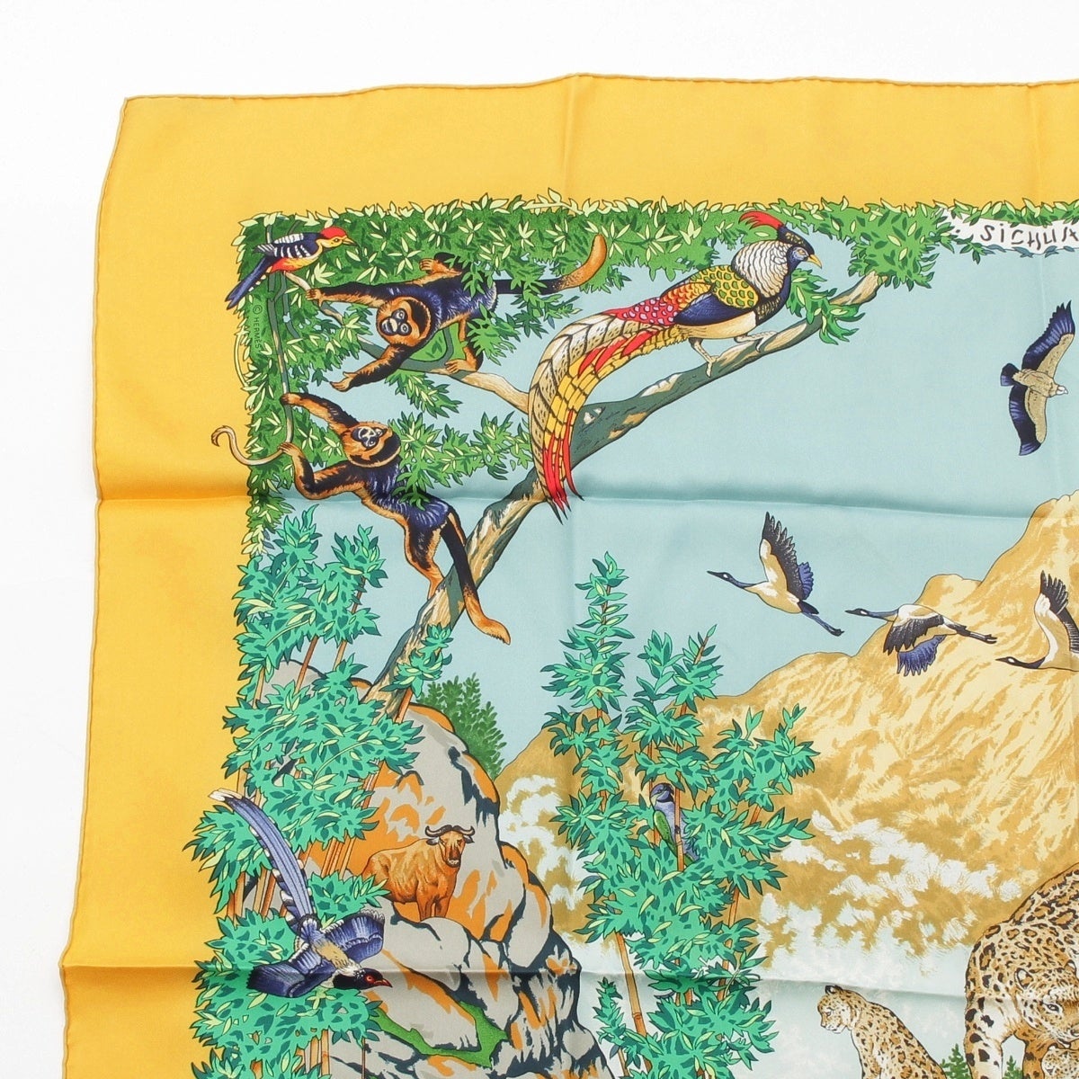 エルメス カレ90 SICHUAN 四川省 シルク スカーフ イエロー | 中古通販