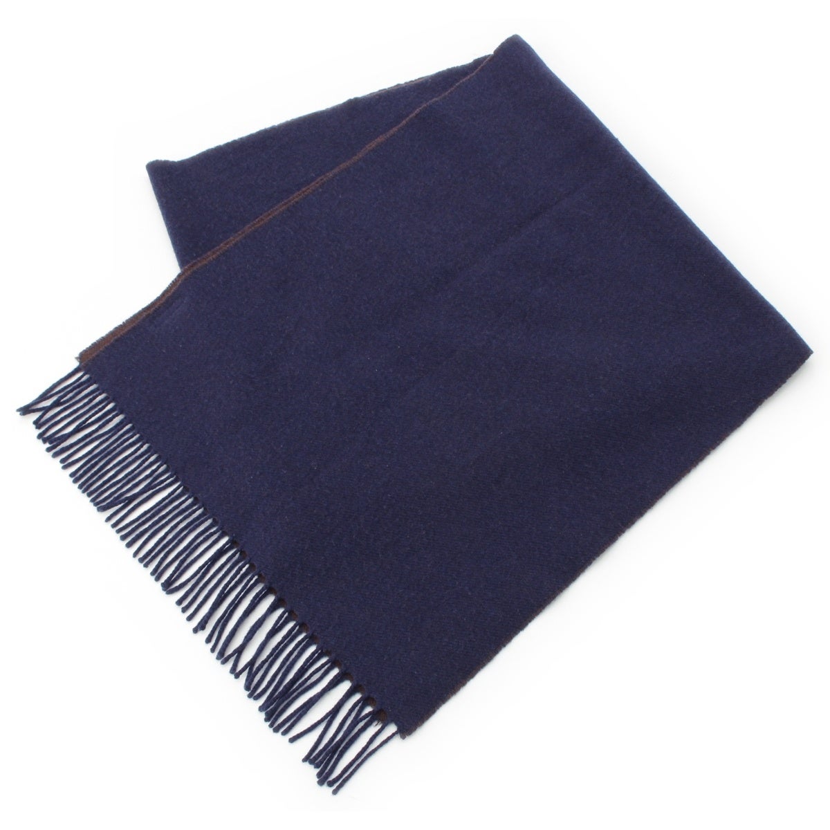 BRUNELLO CUCINELLI クチネリ レザー カシミヤ リバーシブル ブルネロクチネリ カシミヤ リバーシブル マフラー ネイビー×ブラウン