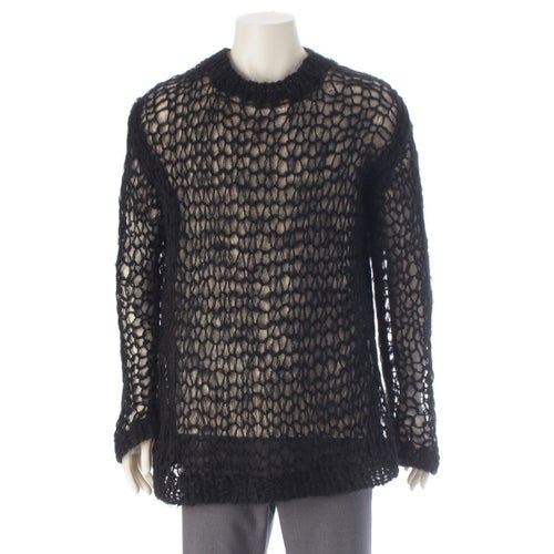 ジュンヤワタナベ 19AW AD2019 ウール シルク かぎ編み ニット 長袖 トップス JD-N018 ブラック アイボリー S