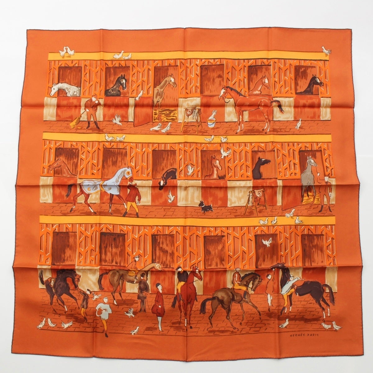 エルメス カレ90 シルク CLERC 馬 厩舎 スカーフ ブラウン | 中古通販
