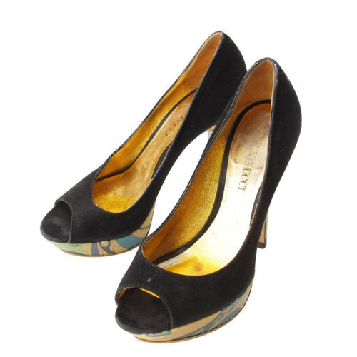 エミリオプッチ Emilio Pucci スエード オープントゥ パンプス ブラック 36