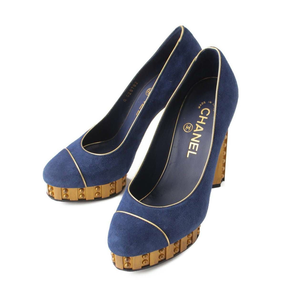 シャネル】Chanel 13C ココマーク 厚底 スエード パンプス G28782
