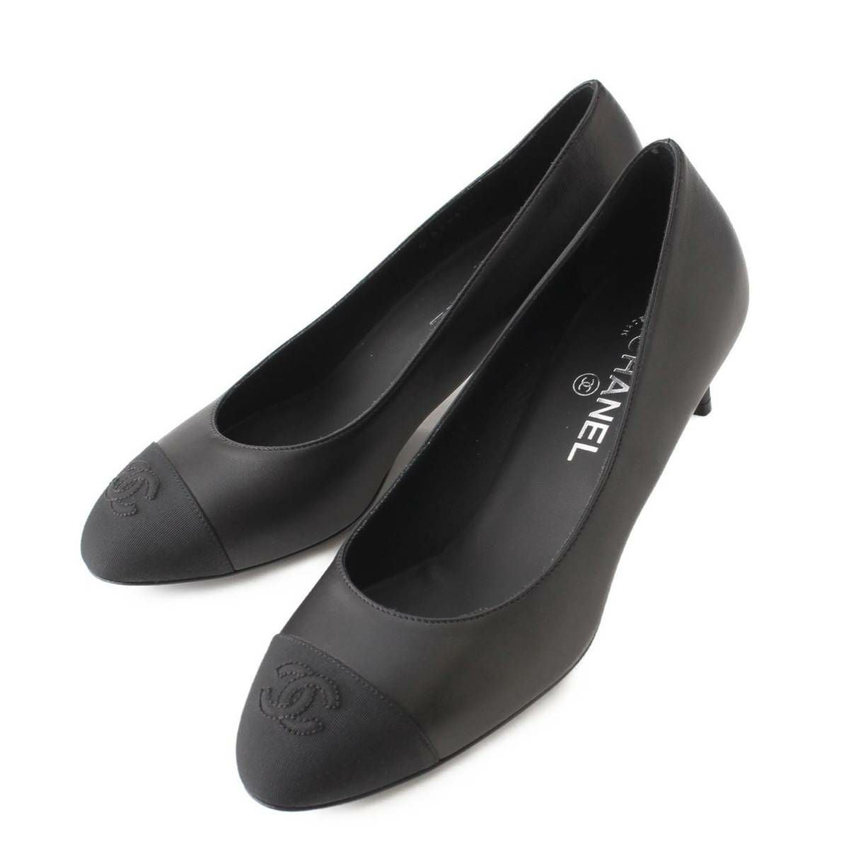 シャネル Chanel 21P ココマーク ラムスキン キャップトゥ パンプス