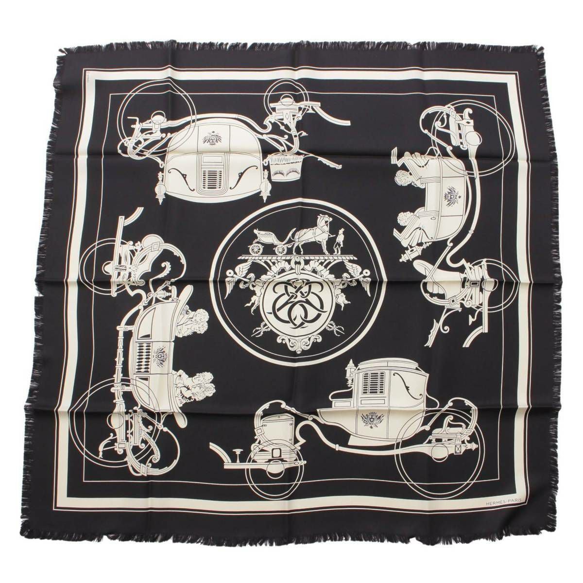 エルメス　HERMES　カレ80　フリンジ　スカーフ　エクスリブリス　シルク エルメス Hermes カレ80 フリンジ シルクスカーフ EX-LIBRIS エクス