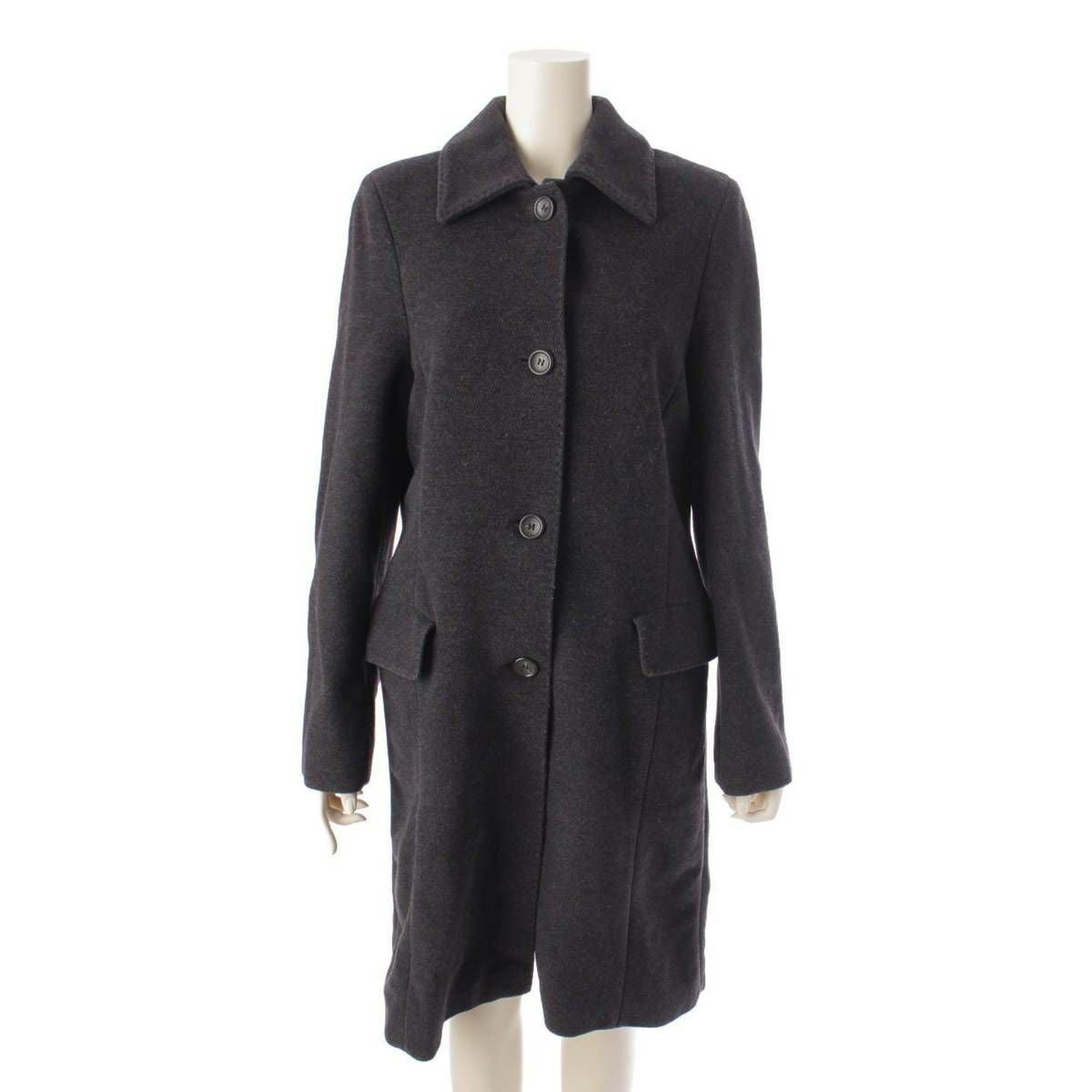 Max Mara ステンカラーコート ウール アンゴラ混 ブラック マックスマーラ Max mara ウール×アンゴラ ステンカラー ロングコート