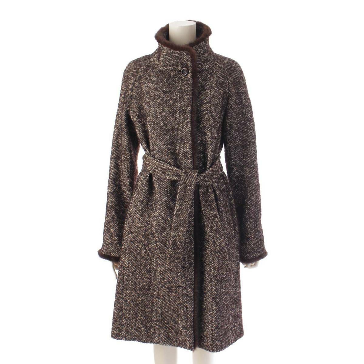 マックスマーラ Max mara ツイード ベルト付き ウール コート アウター