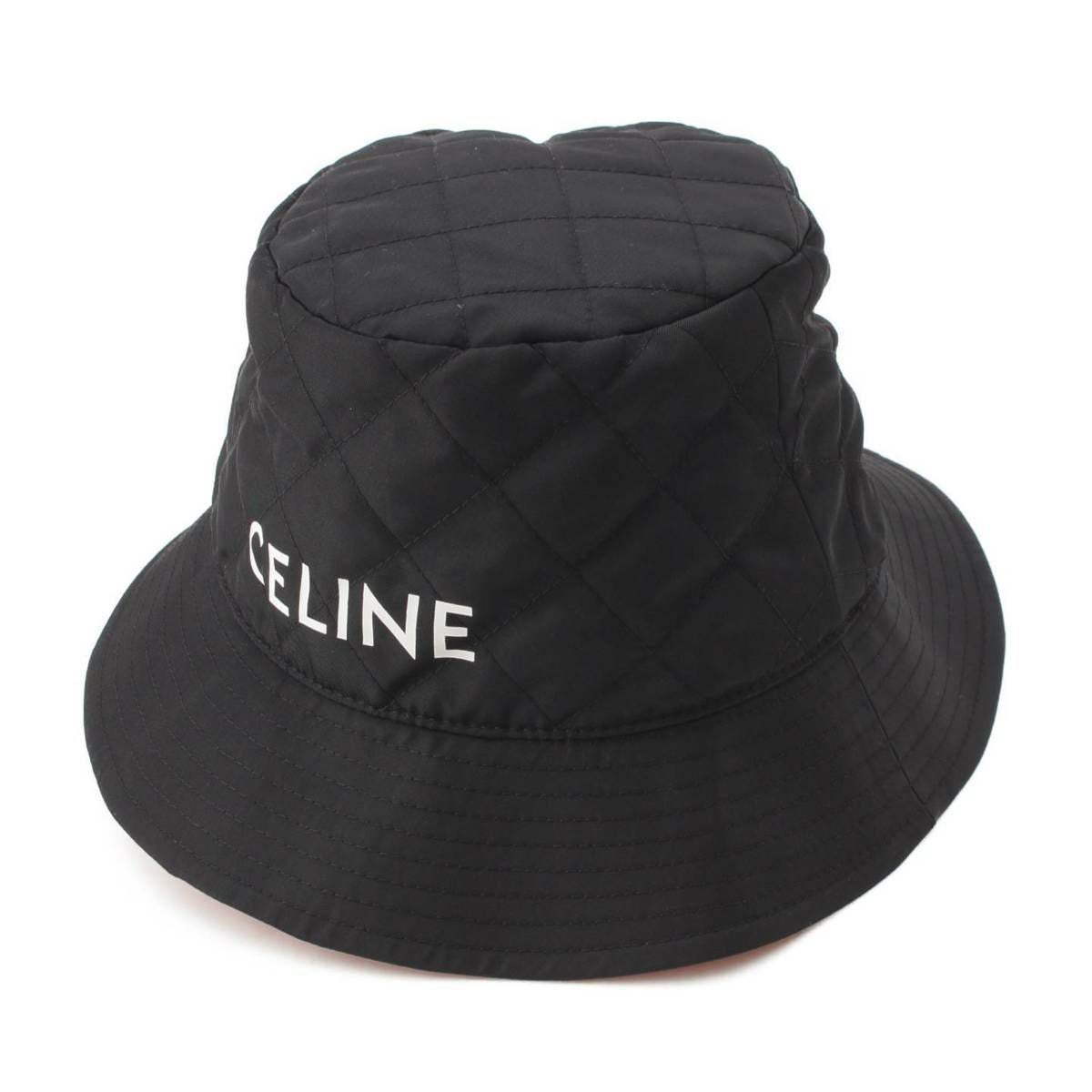 CELINE キルティング　ロゴ　ブラック バケットハット セリーヌ Celine ロゴ ナイロン キルティング バケットハット ブラック