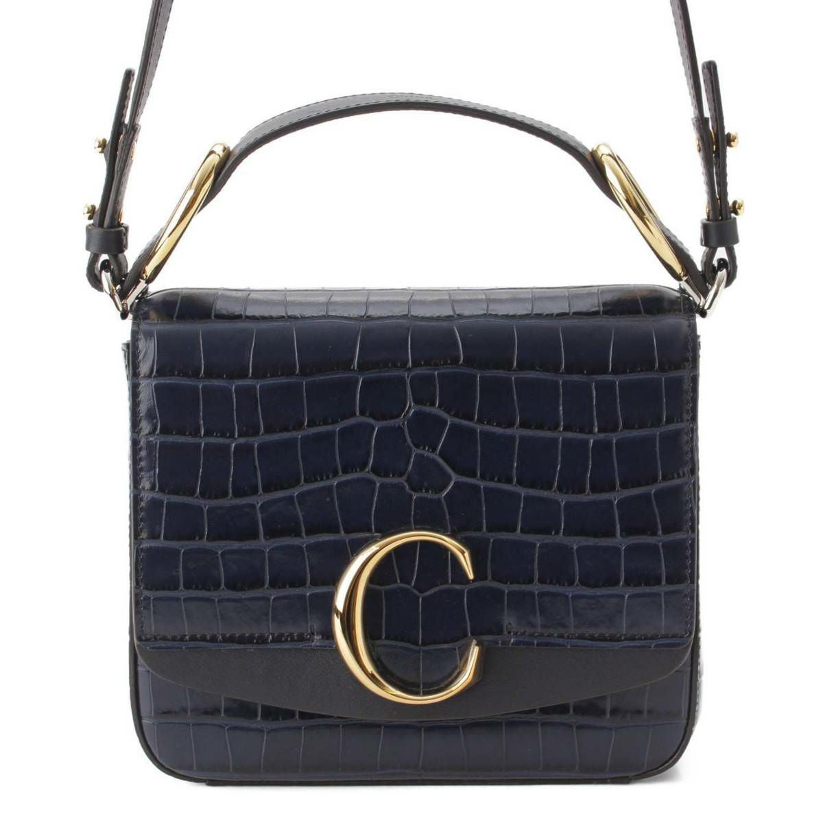 クロエ Chloe C クロコ型押し レザー 2WAYハンドバッグ ショルダー