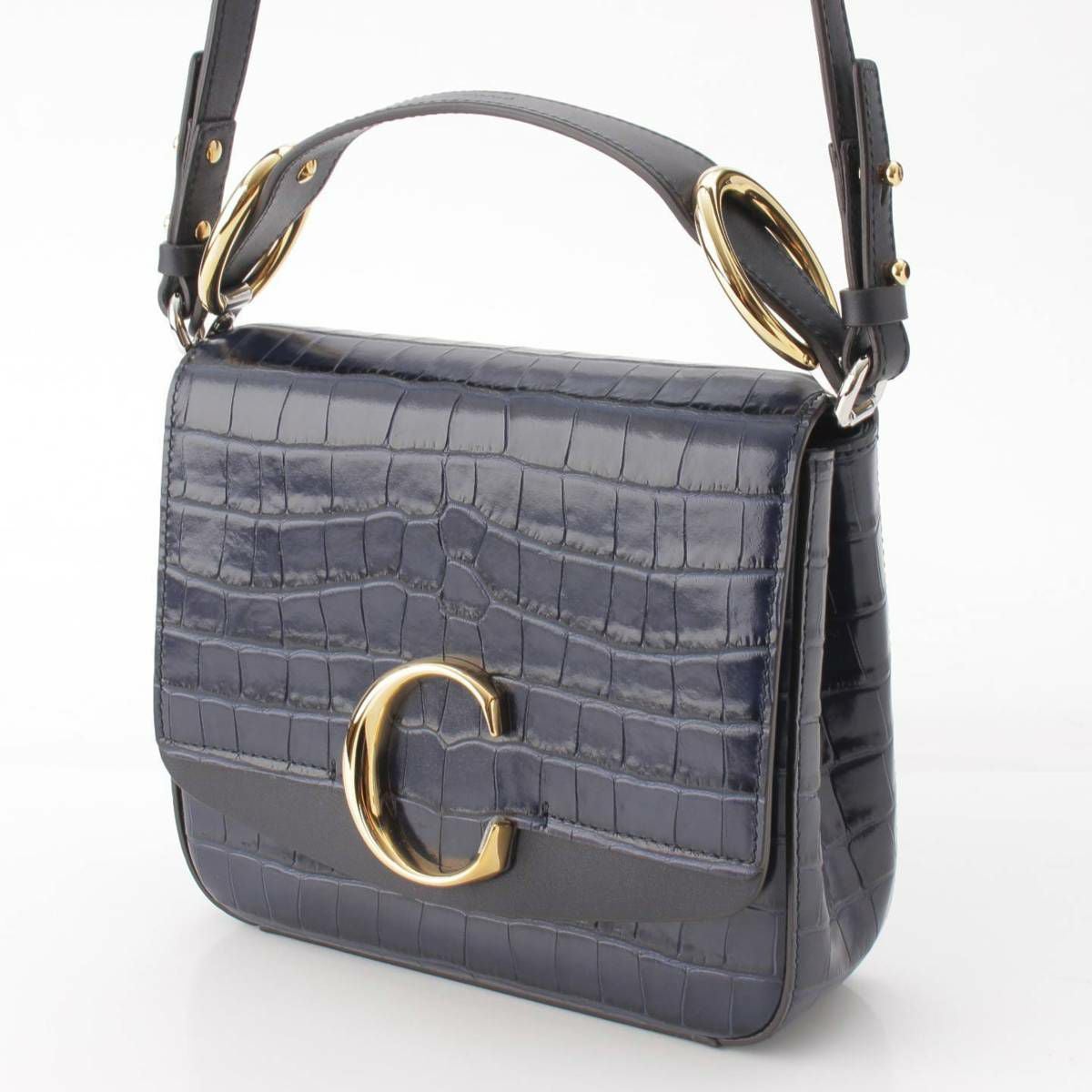 クロエ Chloe C クロコ型押し レザー 2WAYハンドバッグ ショルダー
