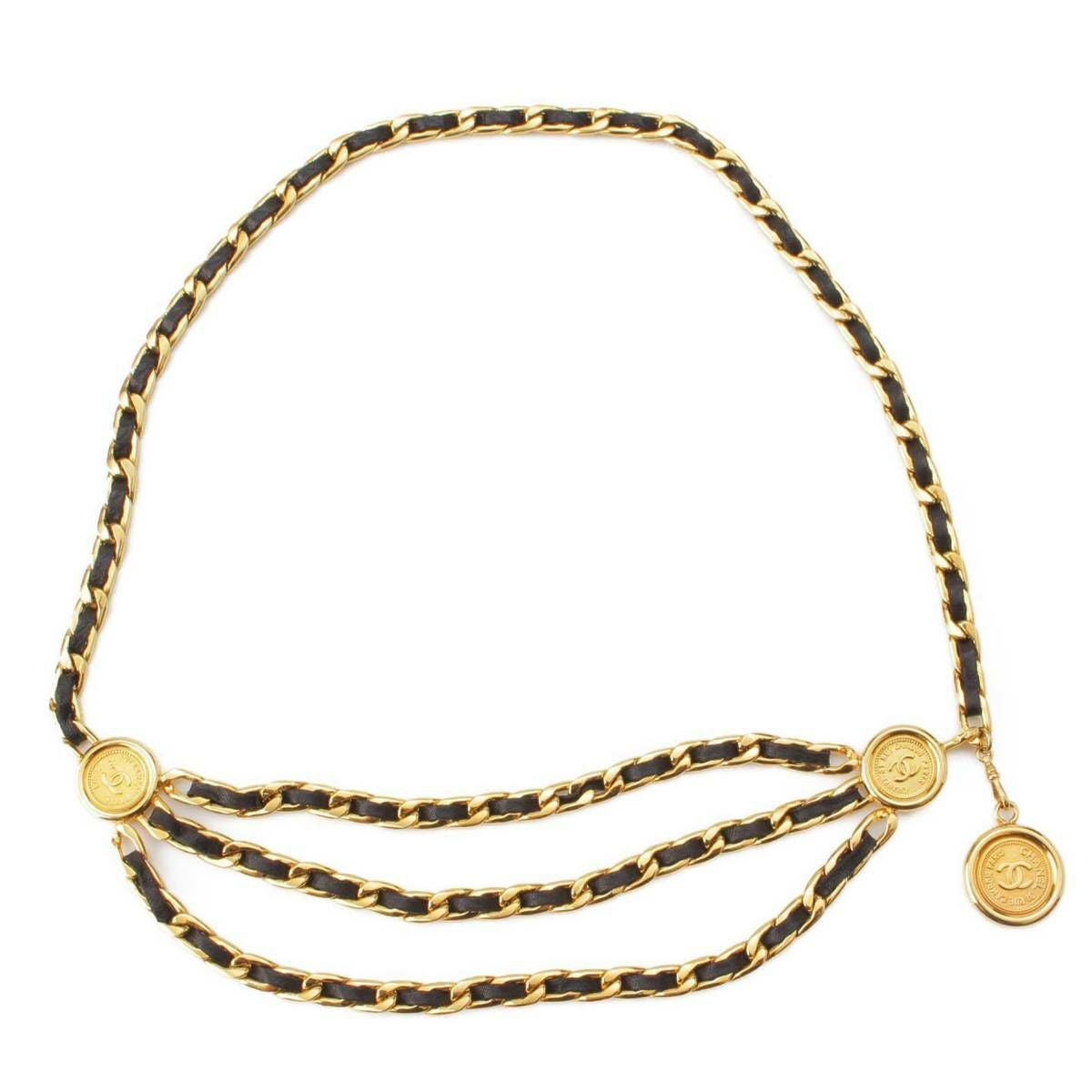シャネル Chanel 95P 31 RUE CAMBON 3連チェーン レザーベルト