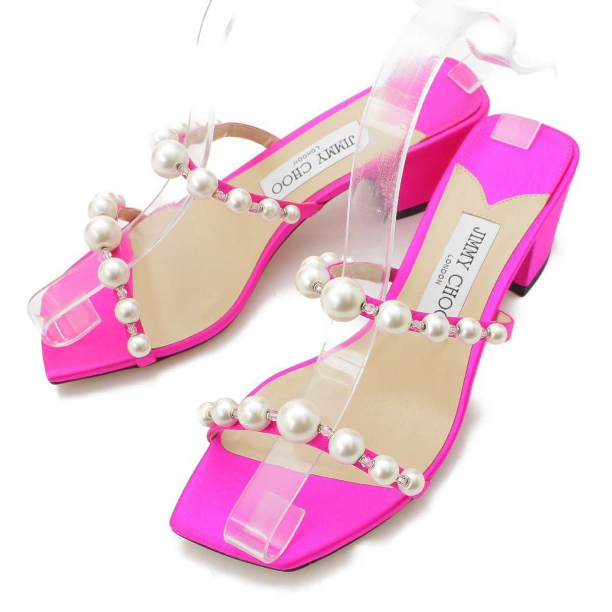 ジミーチュウ Jimmy Choo AMARA 45 パール サテン ミュール サンダル