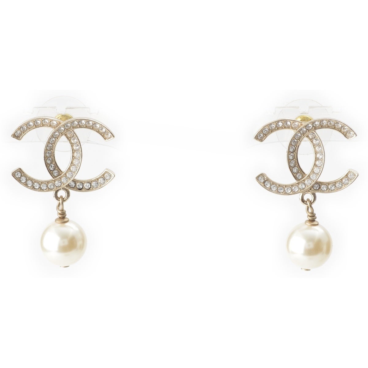 CHANEL シャネル　ココマーク　パール チェーン ピアス　シャンパンゴールド シャンパンゴールド chanelピアスパール CHANEL シャネル ピアス ココ