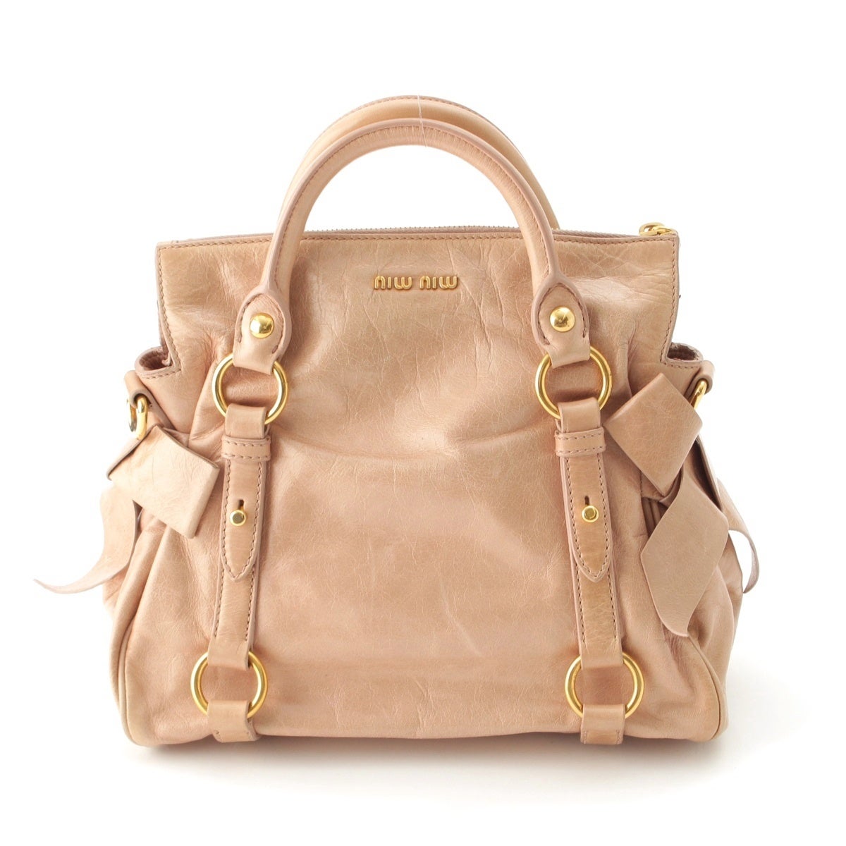 miumiu ハンドバッグ ヴィッテロリュクス ベージュ ミュウミュウ ヴィッテロリュクス サイドリボン 2WAY ショルダー