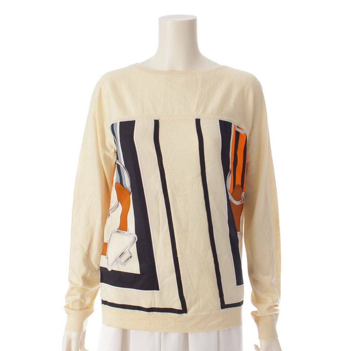エルメス Hermes 16年 ツイルレーヌ シルク×カシミヤ 長袖 ニット