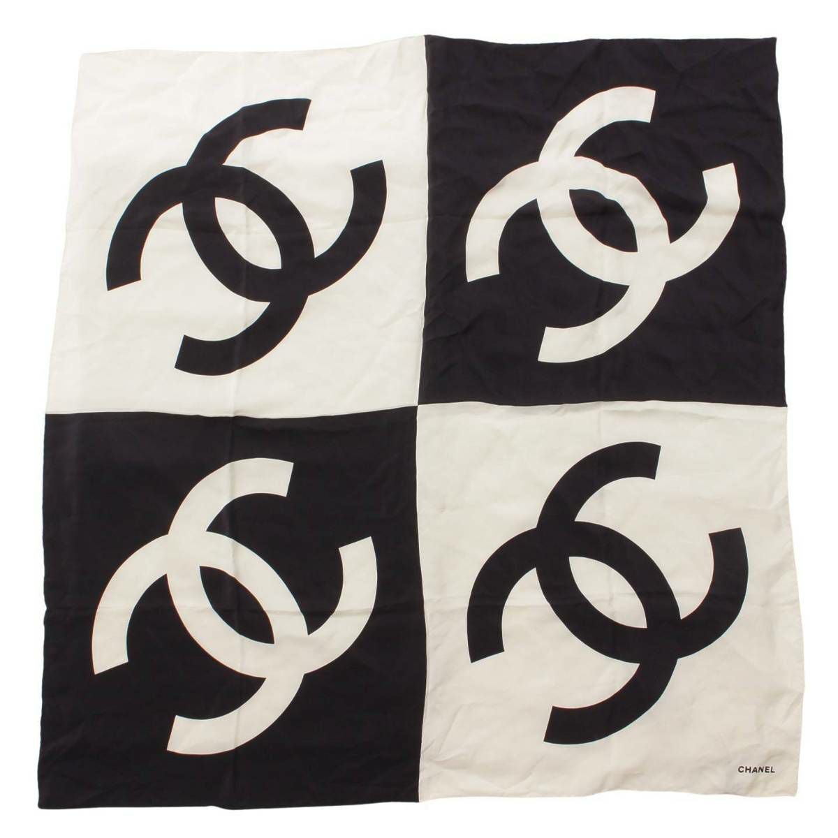 シャネル Chanel ココマーク ロゴ バイカラー シルク スカーフ