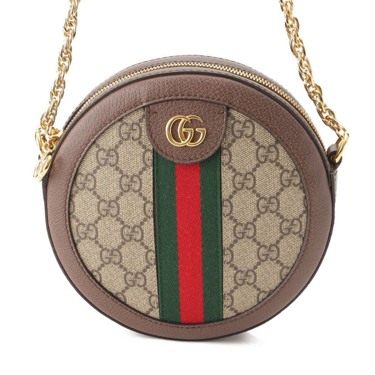 GUCCI GGラウンドショルダーバッグ オフィディア スウェード レッド