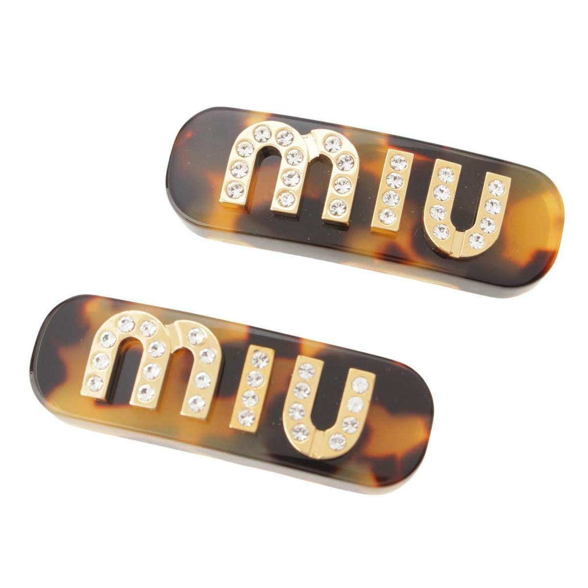 ミュウミュウ Miu Miu PLEX CRYSTAL ロゴ バレッタ クリップ べっ甲 2
