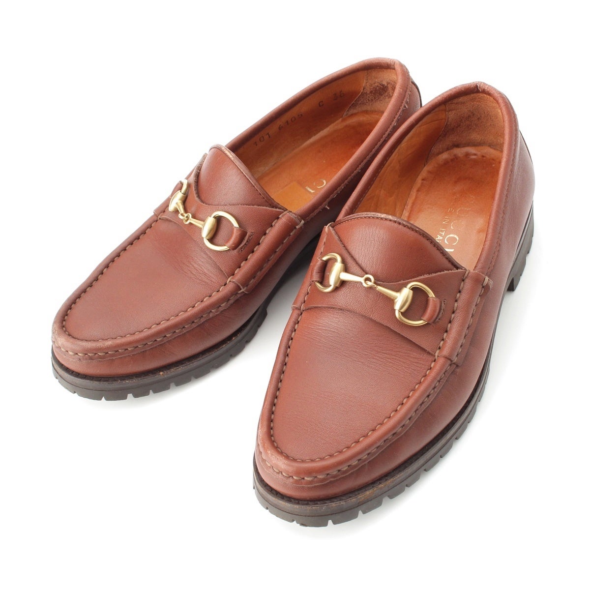 GUCCI グッチ　ホースビット　レザー　ローファー　ブラウン　36 1/2 C グッチ レザー ホースビット ローファー シューズ ブラウン 36 | 中古