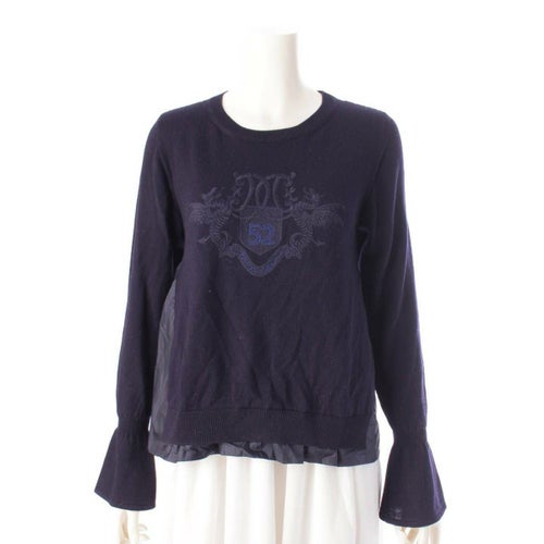 モンクレール Moncler 17年 キッズ ヴァージンウール エンブレム刺繍 ニット セーター ネイビー 14anni