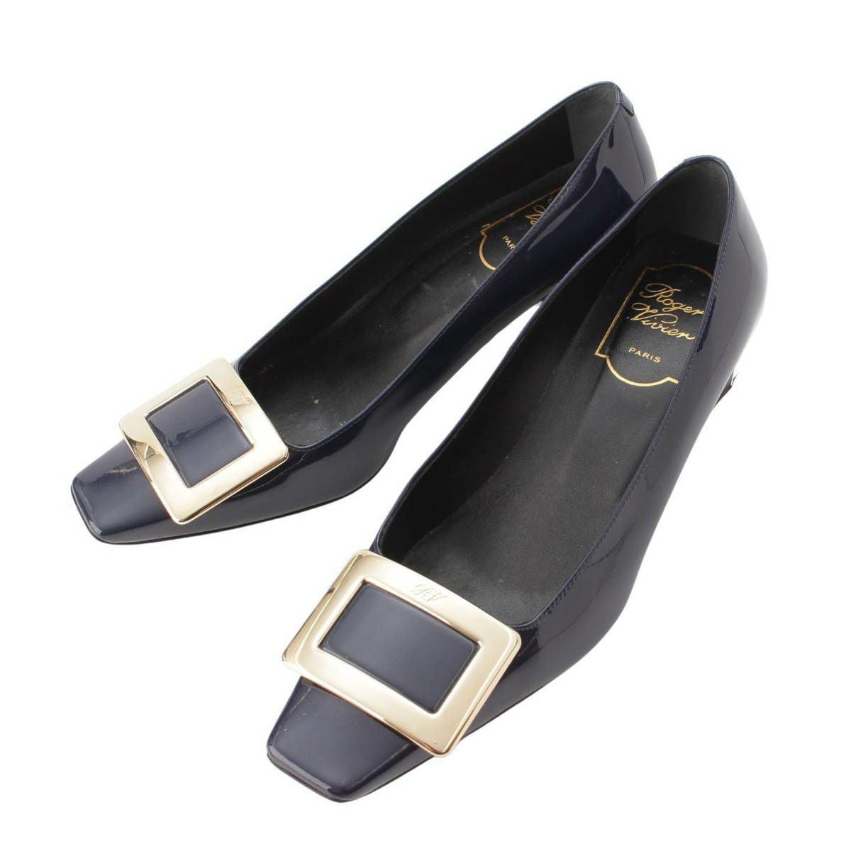 ロジェヴィヴィエ Roger Vivier バックル スクエアトゥ パテントレザー