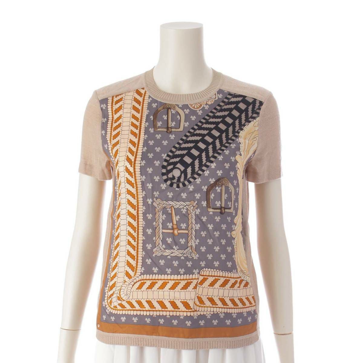 エルメス Hermes ツイルレーヌ シルク×カシミヤ 半袖 ニット トップス