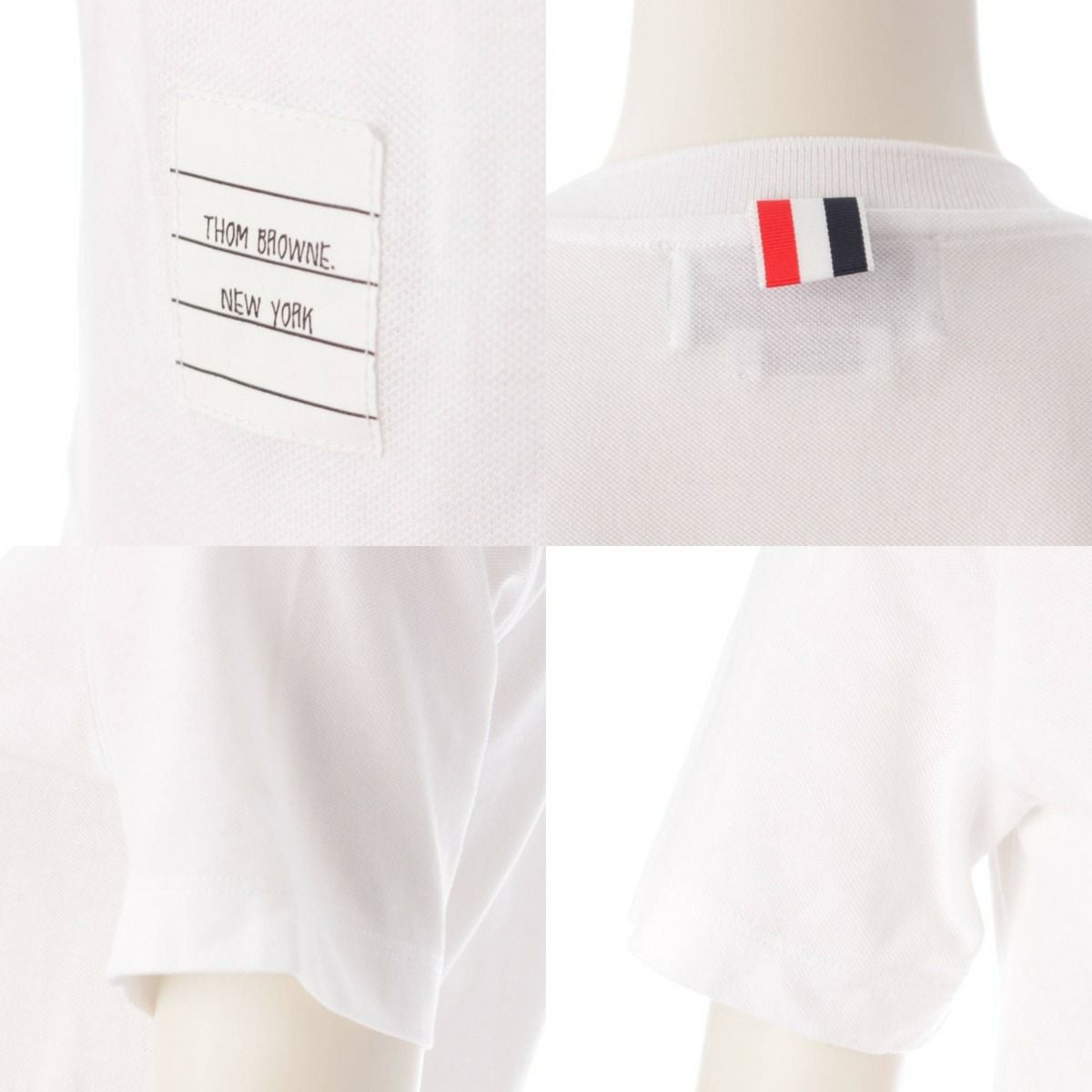 トムブラウン Thom Browne トリコロール コットン Tシャツ トップス