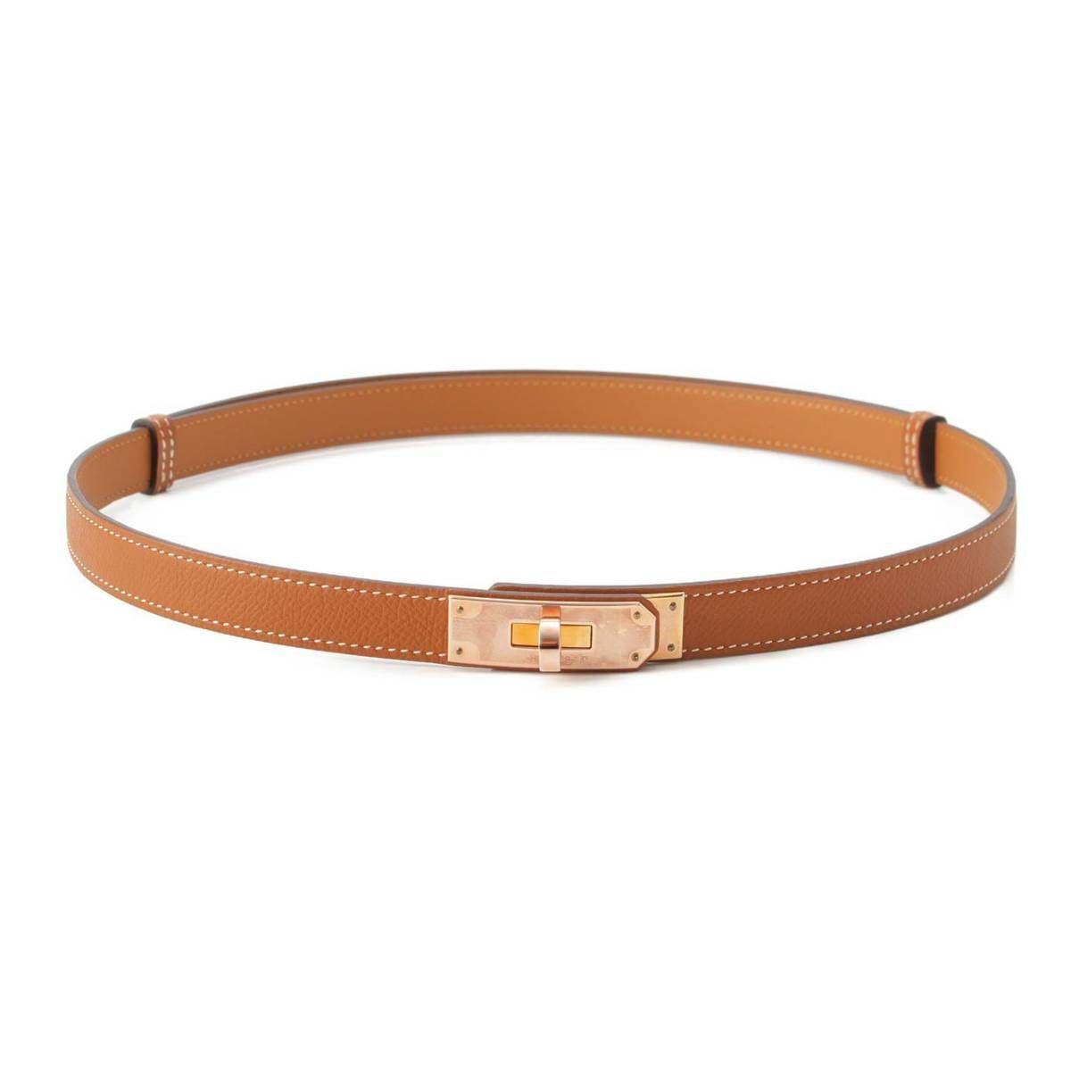 美品HERMESケリーブラウンレザーベルト エルメス Hermes ケリー エプソン レザー ベルト X刻印 PG金具