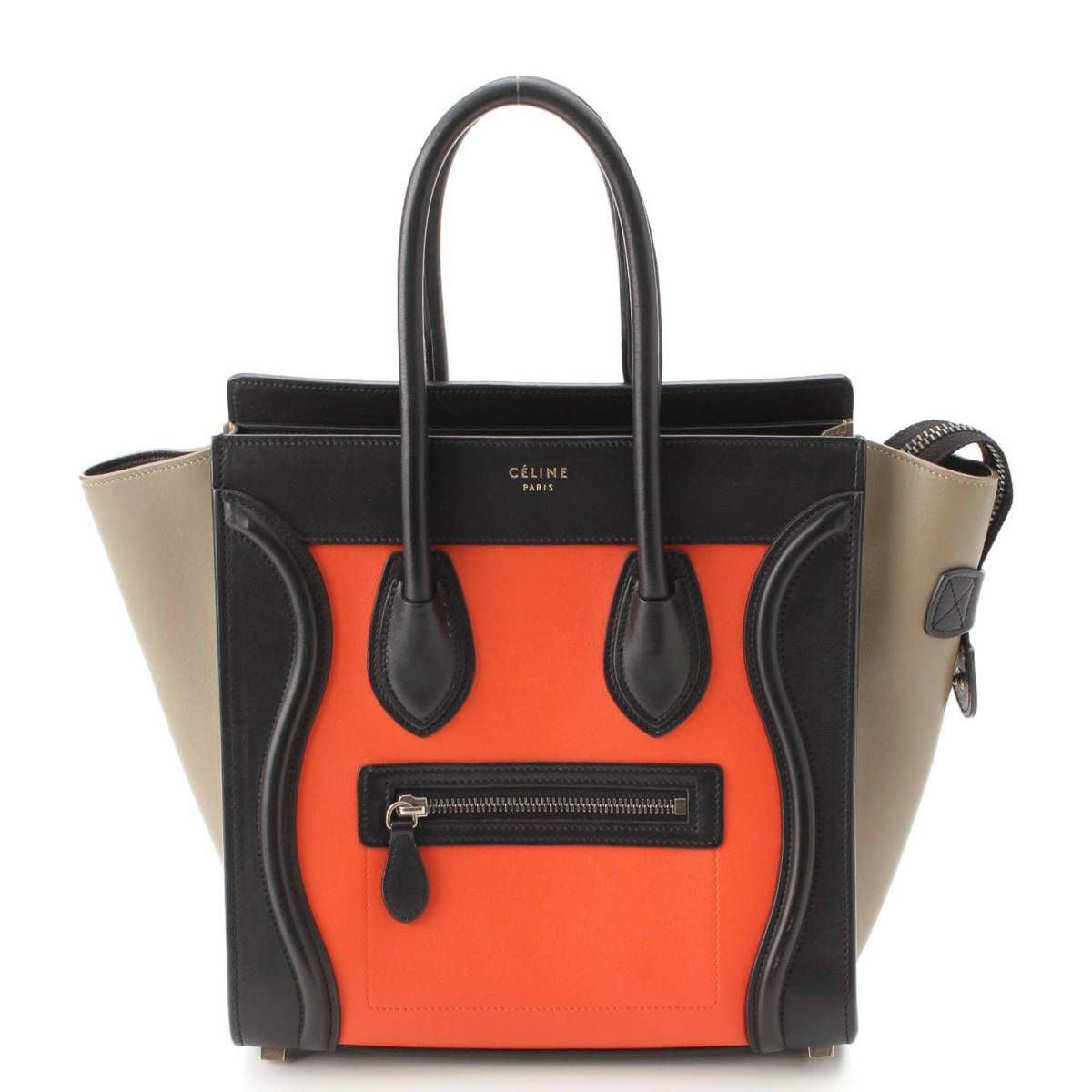 【希少品】CELINE セリーヌ　ラゲージマイクロ　トリコロール セリーヌ ラゲージ マイクロショッパー レザー ハンドバッグ