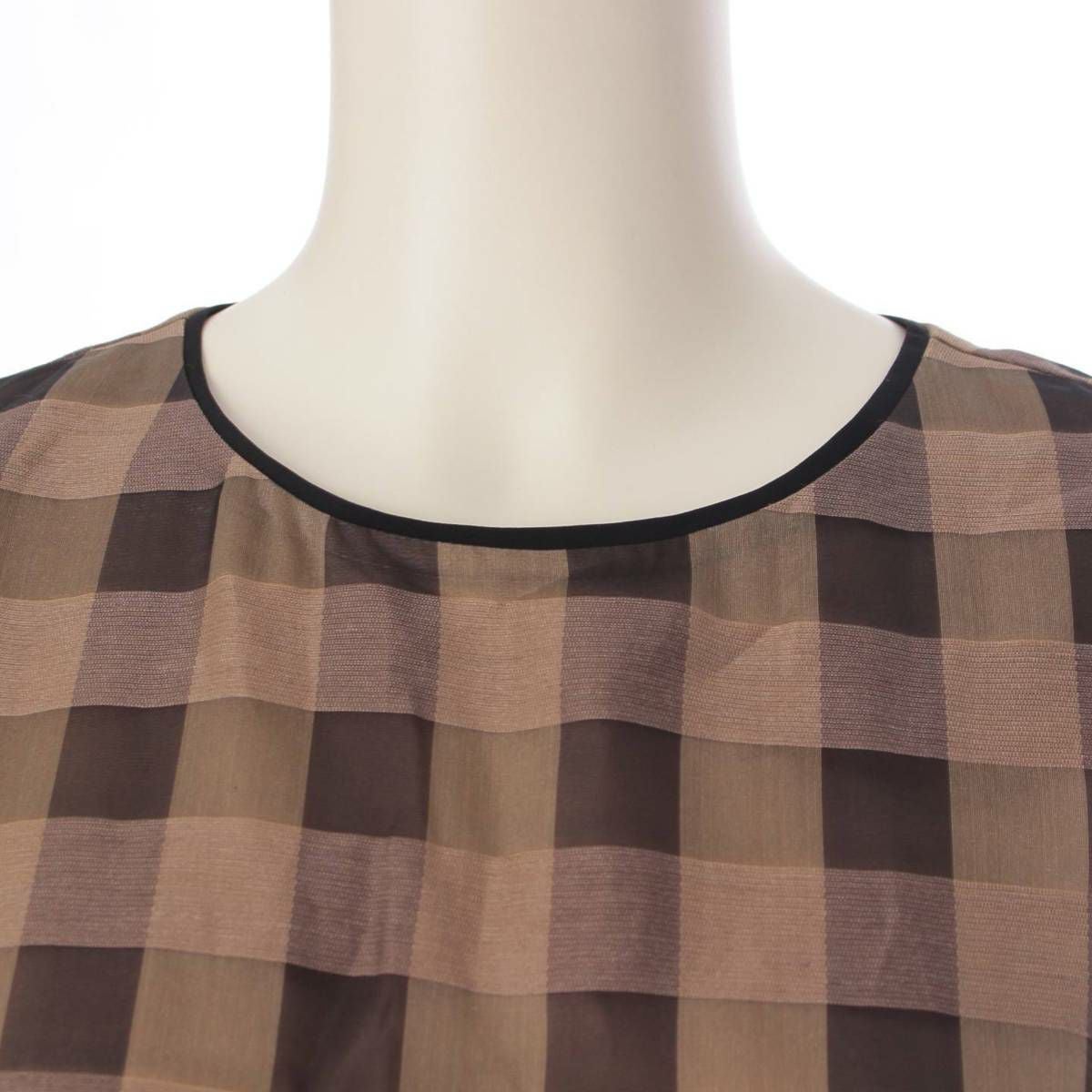 フォクシー Foxey 19年 ドレスパレット チェック ノースリーブ