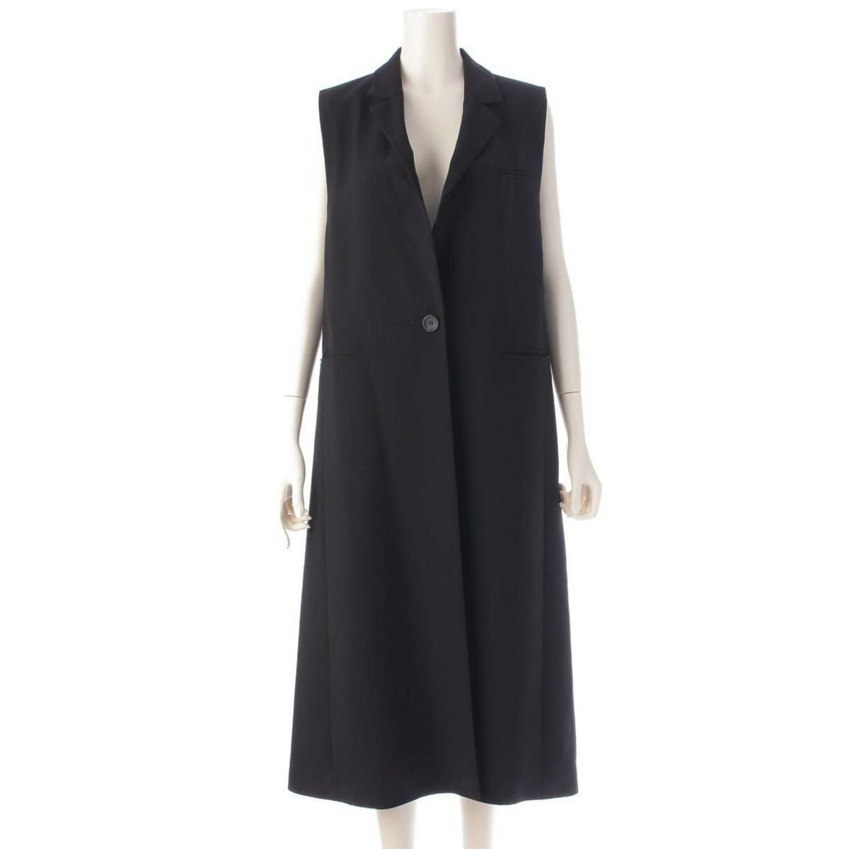 美品✨アドーア ADORE バックサテンクレープロングジレ 黒 38 ベスト アドーア ADORE 22AW バックサテンクレープ ジレ ロングベスト 531