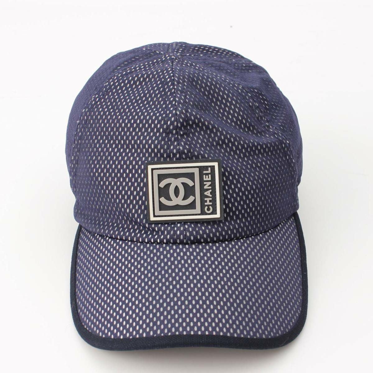 希少美品 CHANEL シャネルスポーツ メッシュキャップ ココマーク ネイビー シャネル Chanel スポーツライン ココマーク ロゴ メッシュ ベース