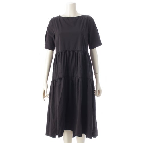 ヘルノ FUNCTIONAL WARDROBE NYLON MAESTRO ナイロンマエストロ 半袖 ティアード ロング ワンピース AB000071D-12691 ブラック 36
