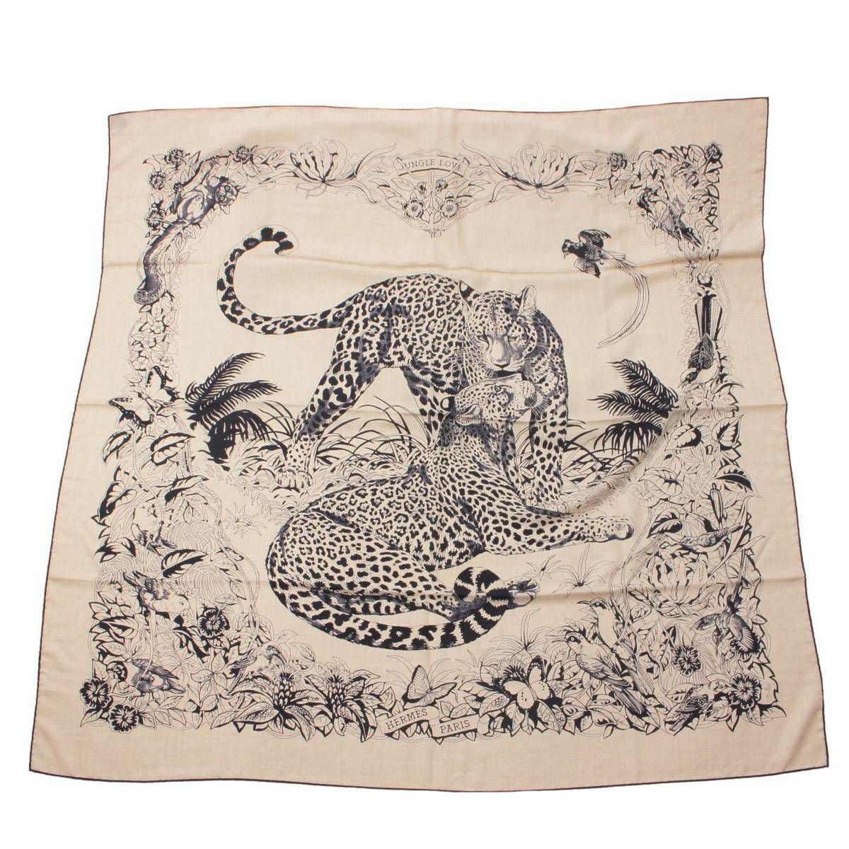 エルメス Hermes カレジェアン 140 JUNGLE LOVE カシミヤ×シルク 大判