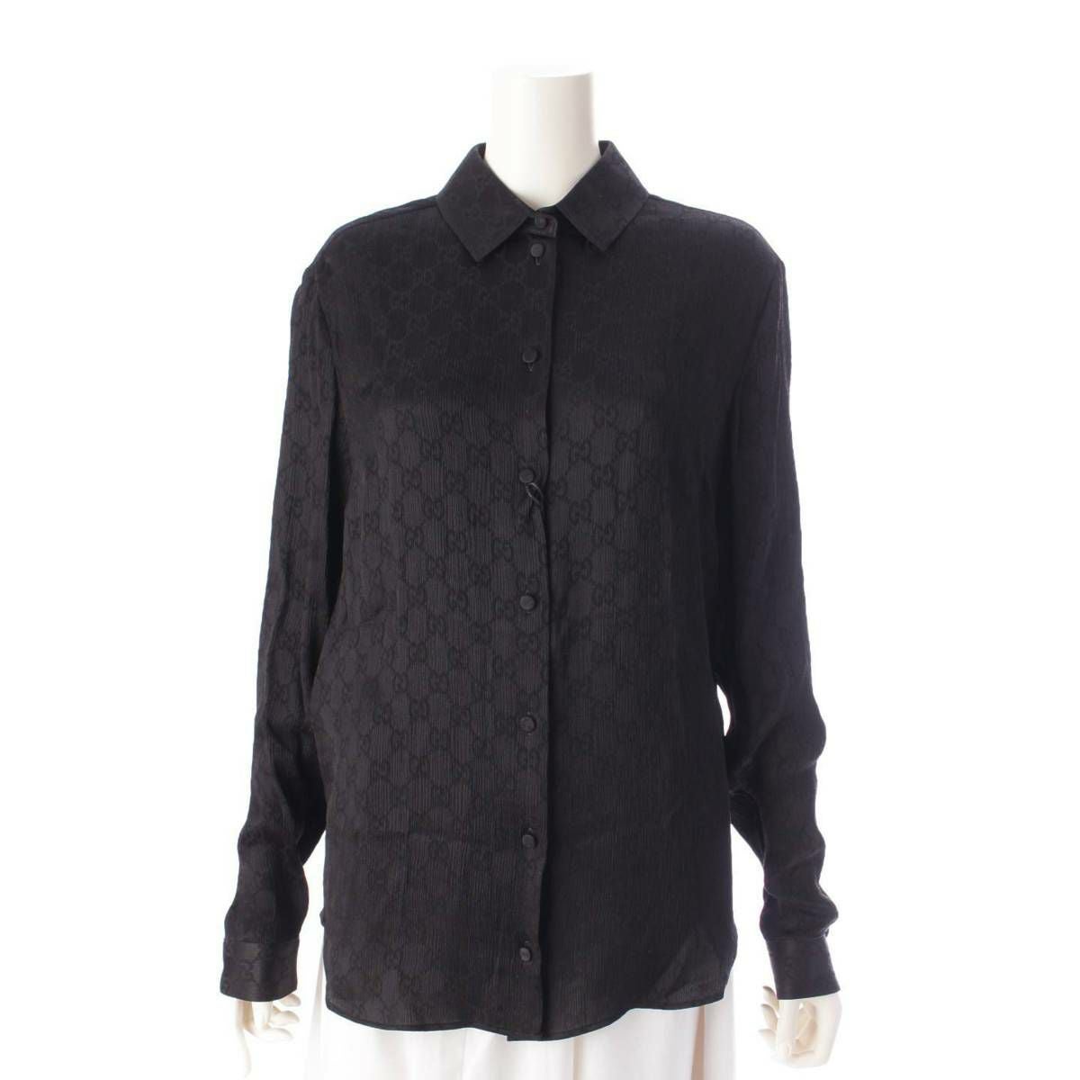 グッチ Gucci GGジャガード シルク 長袖 シャツ ブラウス トップス