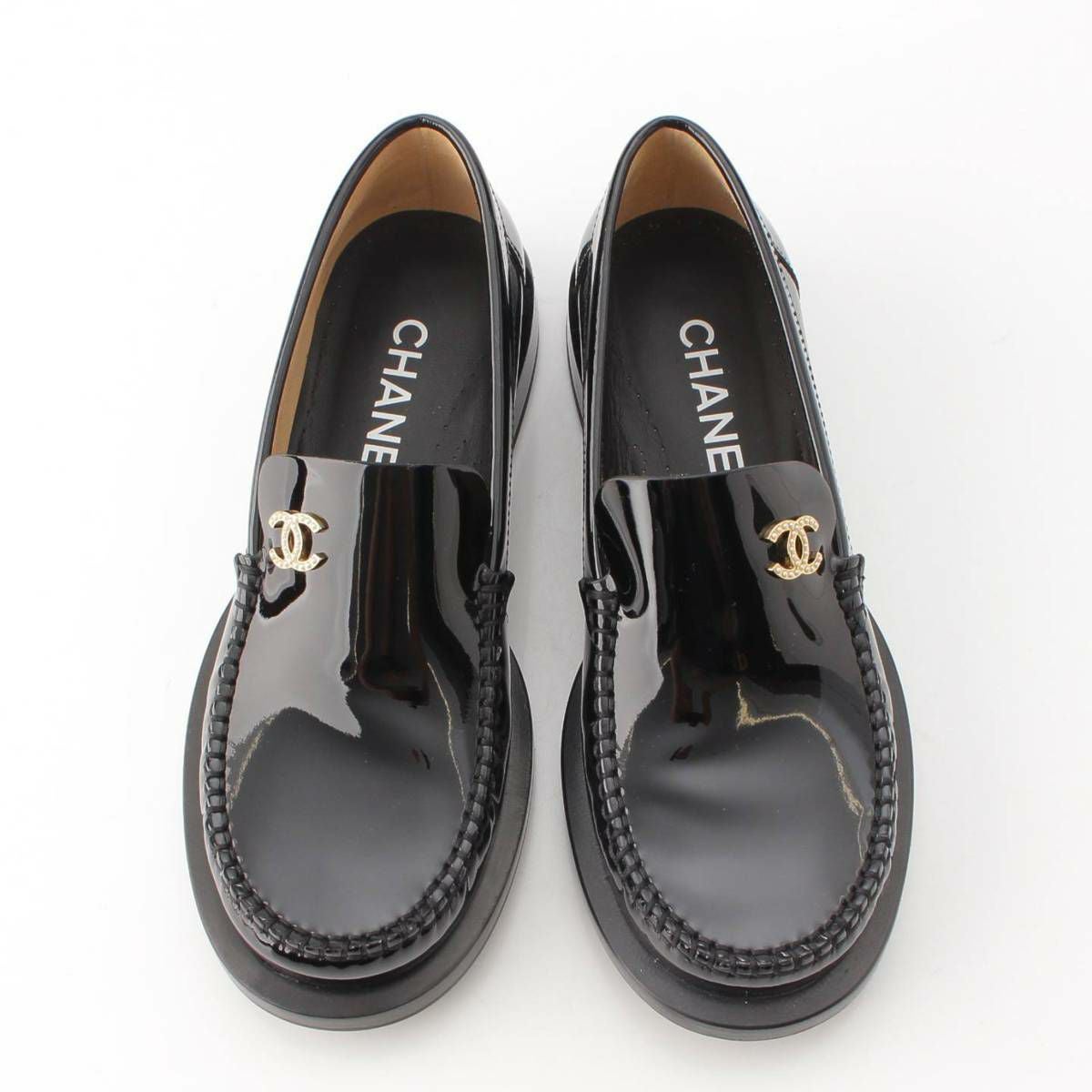 シャネル Chanel 22B ココマーク パール パテントレザー ローファー