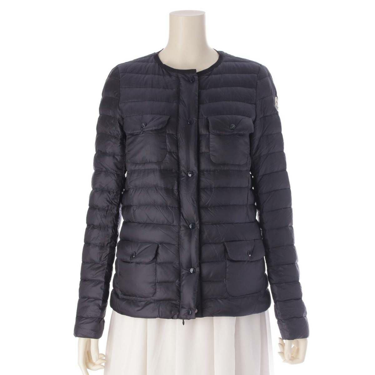 美品 MONCLER 「LEANDRA リアンドラ」ライトダウンジャケット モンクレール Moncler LEANDRA ノーカラー ライトダウンジャケット