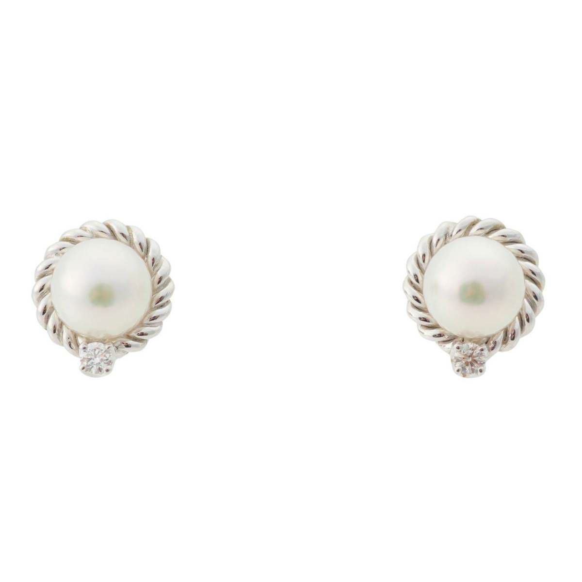 MIKIMOTO パール ダイヤモンド ピアス　18Kホワイトゴールド ミキモト Mikimoto パール ダイヤ 2way ピアス ジュエリー K18