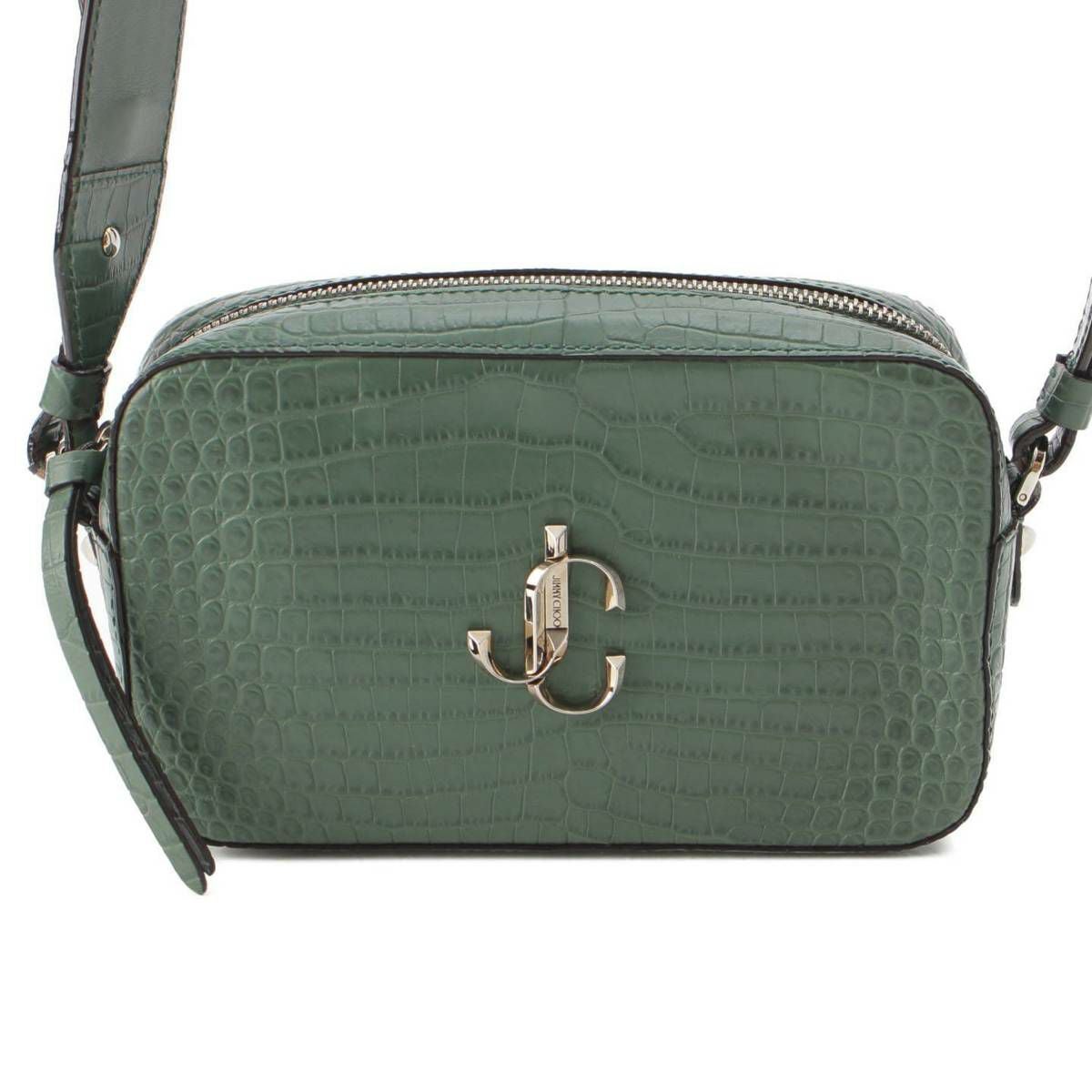 ジミーチュウ Jimmy Choo ロゴ クロコ型押し レザー ショルダーバッグ