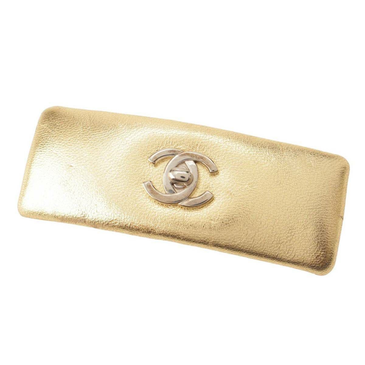 シャネル Chanel ターンロックココマーク レザー バレッタ ヘア