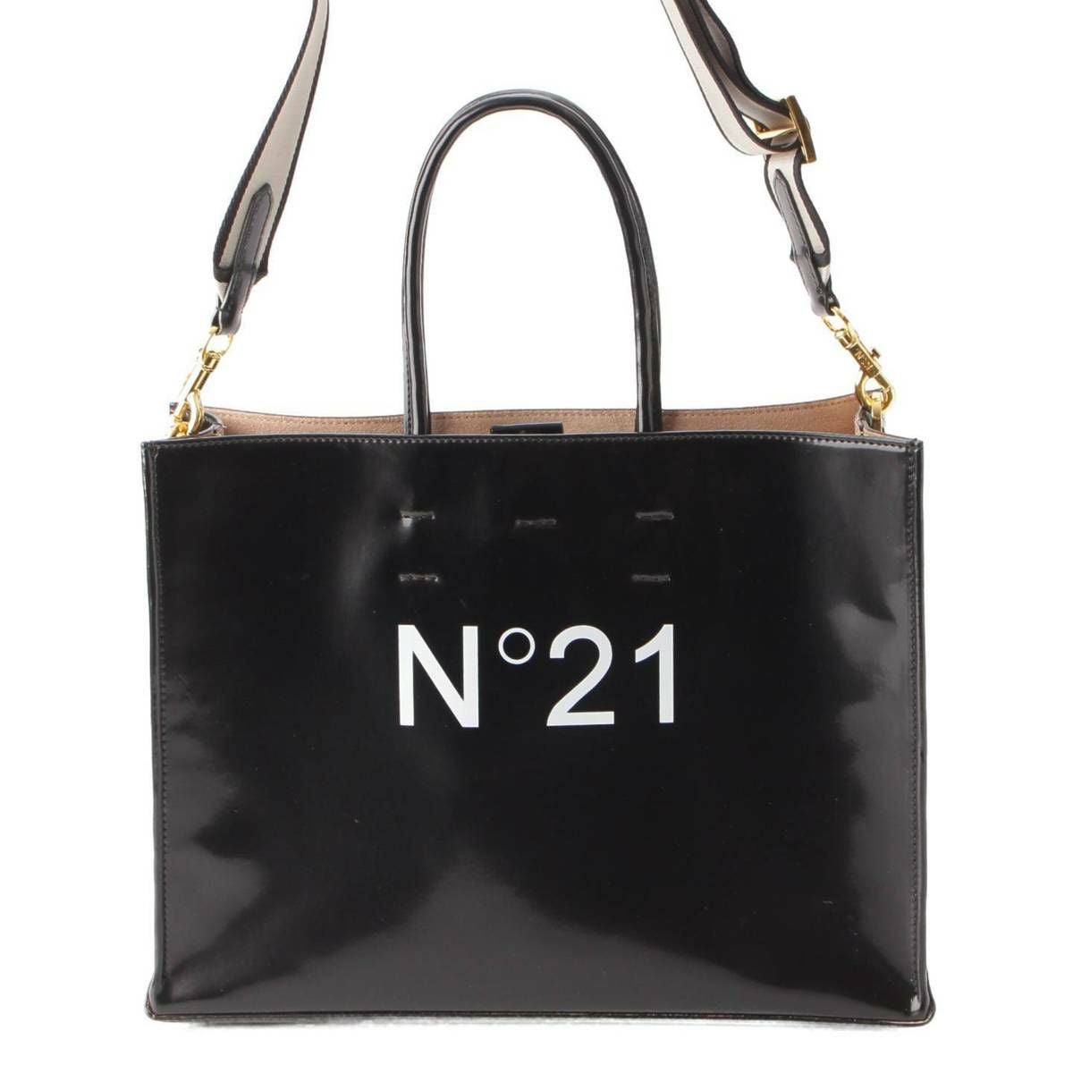 ヌメロ ヴェントゥーノ N21 エナメル ロゴ ショッパートート 2way