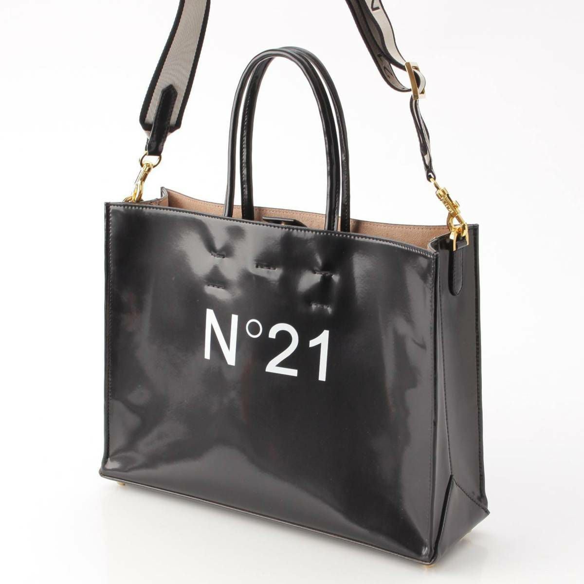 ヌメロ ヴェントゥーノ N21 エナメル ロゴ ショッパートート 2way