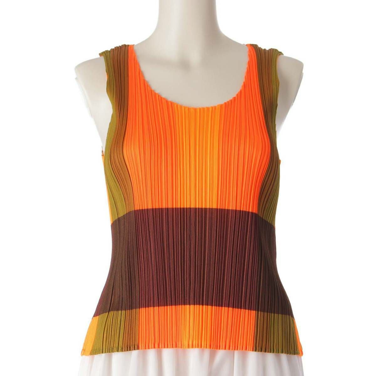 プリーツプリーズ ベージュ ノースリーブカットソー プリーツプリーズ イッセイミヤケ PLEATS PLEASE ISSEY ノースリーブ