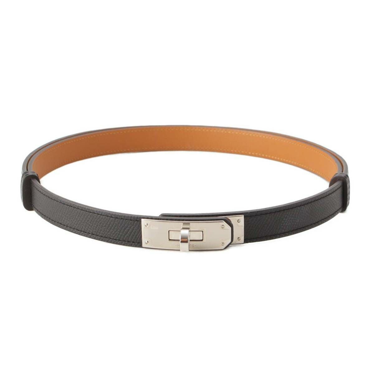 エルメス Hermes Z刻 エプソン ケリーベルト 18 シルバー金具 ブラック