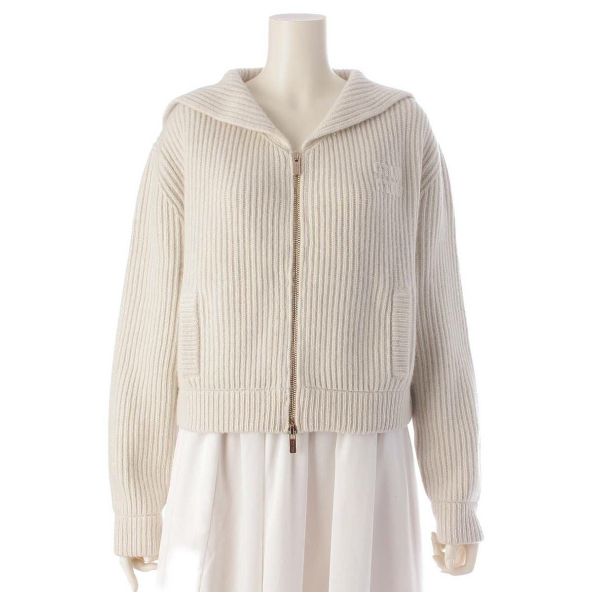 Y*K様 【新品未使用】今期 miumiu ウール カシミヤ ジップカーディガン ミュウミュウ Miu Miu 23年 ウール カシミヤ ジップアップ ニット