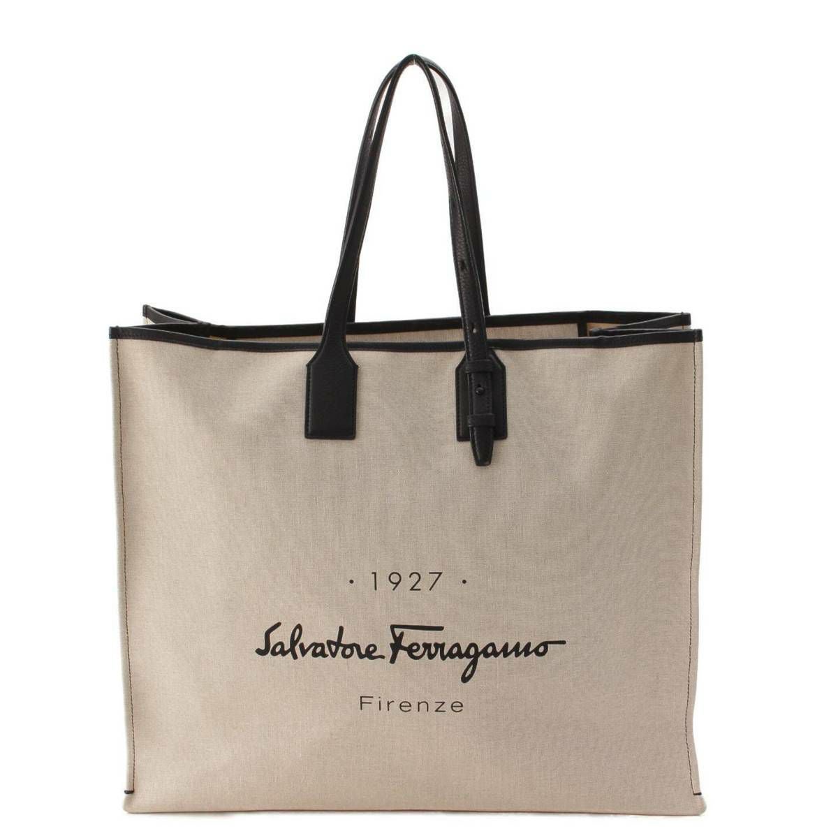 【値下げ】Salvatore Ferragamo 1927 ブラックトートバッグ サルバトーレフェラガモ Salvatore Ferragamo 1927 ロゴ キャンバス