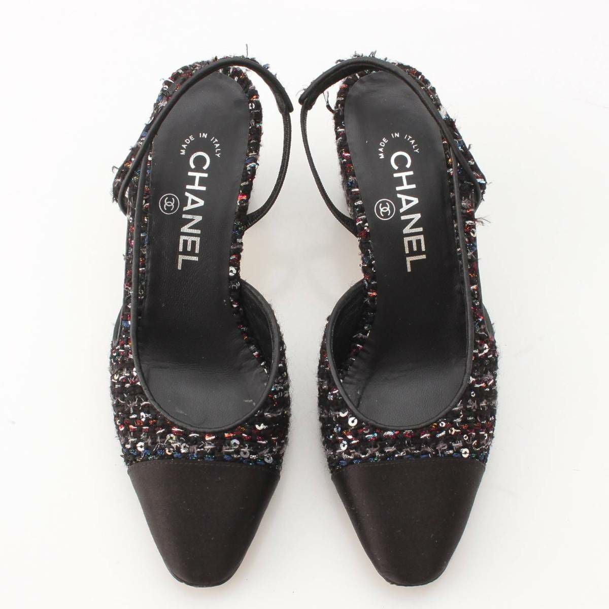 シャネル Chanel ココマーク スパンコール ツイード スリングバック