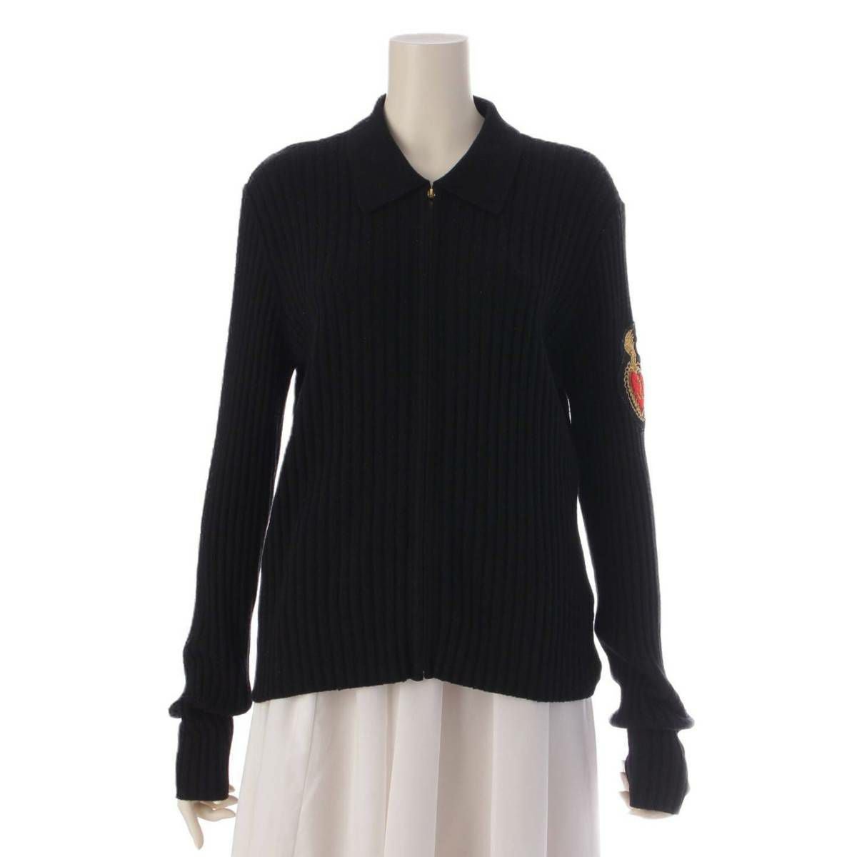 CHANEL - シャネル 96A カシミヤ 100% エンブレム ジップ ニット 長袖 カーディガン トップス P08831 ネイビー 38【中古】 シャネル 96A ココマーク カシミヤ ジップニット 長袖 トップス P08834
