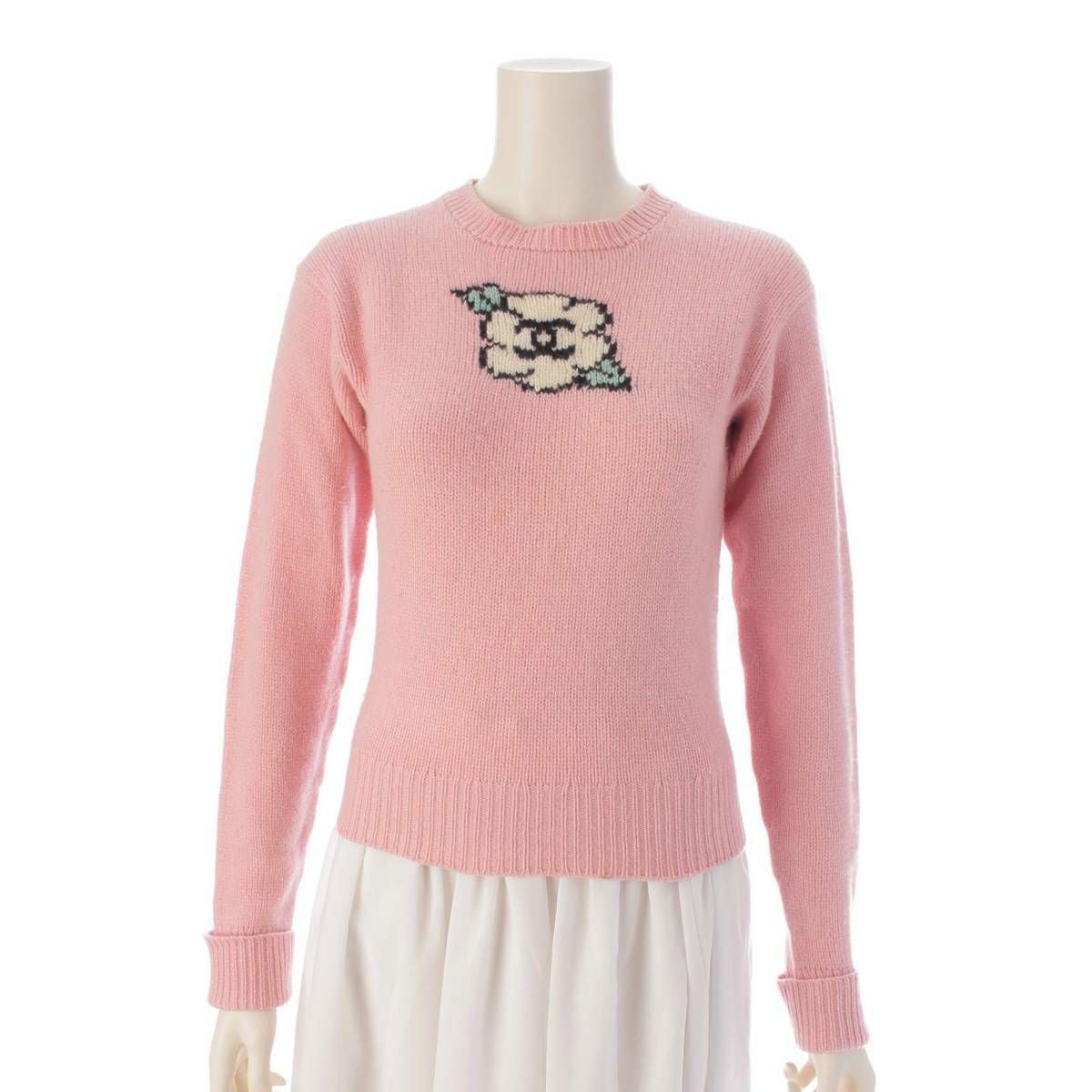 希少✨CHANEL シャネル 95A CCロゴ カメリア カシミヤ ニット シャネル Chanel 95A カメリア モチーフ カシミヤ 長袖 ニット