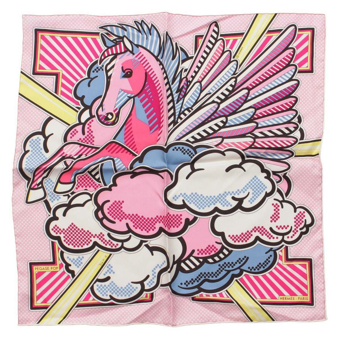新品タグ付き✨HERMES エルメス Pegasus Pop カレ45 エルメス カレ45 シルク スカーフ ガウロッシュ アニコメ PEGASE POP